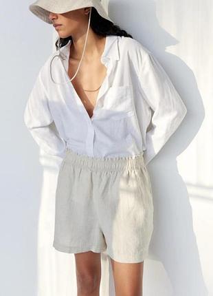 Світло-бежеві лляні шорти від h&m, 100% льон