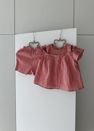 Костюм для дівчинки у клітинку розмір 80-86 12-18 міс lcw zara h&m шорти та майка комплект