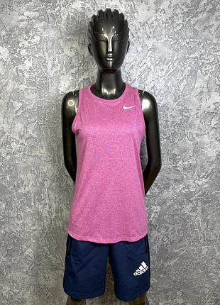 Nike tee dri-fit майка безрукавка s размер спортивная розовая
