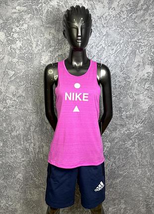 Nike dri-fit майка m размер женская спортивная с принтом розовая