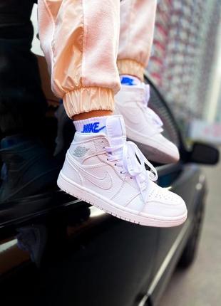 ❤️nike air jordan 1 mid white❤️високі білі кросівки жіночі