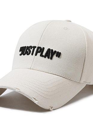 Бейсболка з бавовни білого кольору narason із вишивкою just play