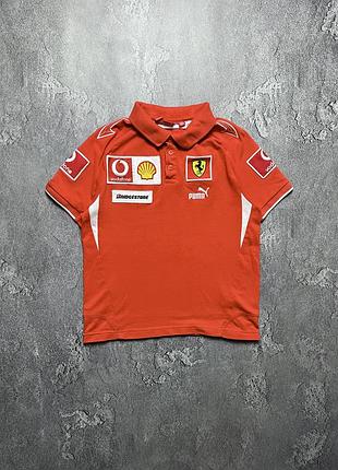 Vintage винтажная футболка поло puma ferrari пума феррари big logo mens s размер с