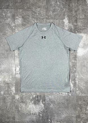 Спортивна футболка under armour андер армор чоловіча сіра оригінал для тренувань бігу heatgear loose розмір s-m
