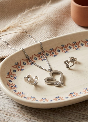 Комплект нержавеющая сталь stainless steel сердца камешки