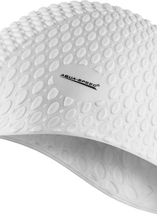 Шапка для плавания aqua speed bubble 102-05 белый уни osfm