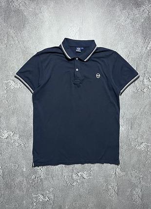 Vintage винтажная футболка поло sergio tacchini сергио тачини big logo casual кэжуал size xl размер хл