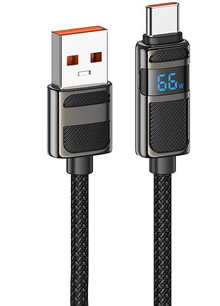 Дата кабель hoco u137 line with display usb to type-c 5a/66w (1.2m)