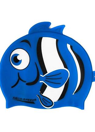 Шапка для плавання aqua speed zoo nemo 5757 синя рибка діт osfm