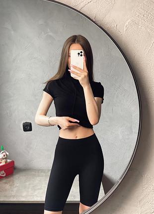 Zara чорні велосипедки зара в рубрик розмір xs-s шорти