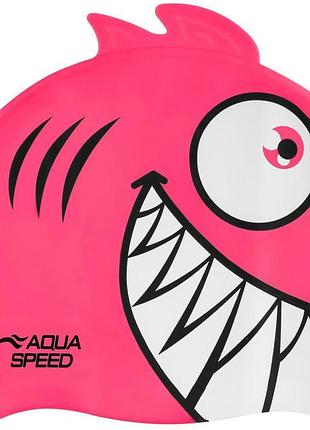 Шапка для плавания aqua speed zoo pirana 9698 пиранья, розовый дит osfm