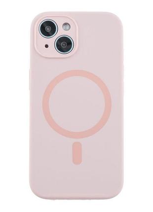 Чохол накладка glow silicone case з рамкою камери для iphone 15 панель-накладка для телефону з magsafe pink