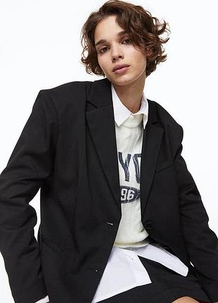 Чорний подовжений піджак блейзер h&m (