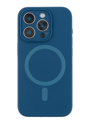 Чехол накладка glow silicone case с рамкой камеры для iphone 13 pro панель-накладка для телефона с magsafe dark blue