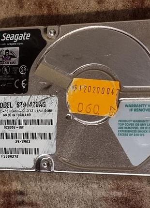 Неробочий ide hdd 2.5 1.4 гб toshiba 4500 жорсткий диск st91420ag сигейт ata pata