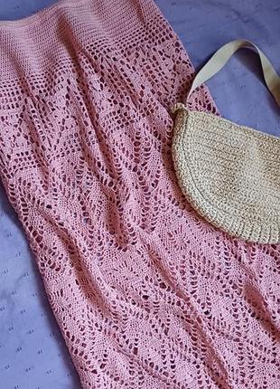Ажурна довга в'язана літня спідниця handmade