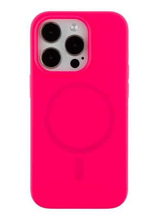 Чехол накладка glow silicone case with magsafe для apple iphone 14 pro панель-накладка для телефона магнитная зарядка hot pink