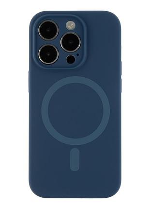 Чехол накладка glow silicone case с рамкой камеры для iphone 14 pro панель-накладка для телефона с magsafe dark blue