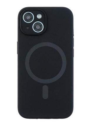 Чехол накладка glow silicone case с рамкой камеры для iphone 15 панель-накладка для телефона с magsafe black
