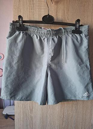 Чоловічі сіро-оливкові спортивні шорти для плавання adidas розмір s/m