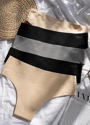 Трусики невидимки безшовні стринги набір із 5 шт victoria’s secret pink оригінал