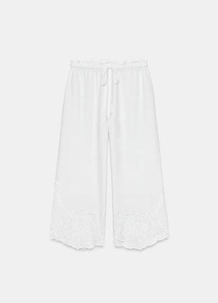 Брюки zw collection с вышивкой и льном