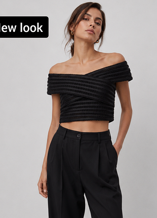 Топ женский блуза черный с открытыми плечами от бренда new look s