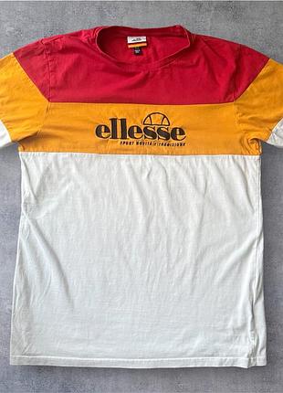💥 яскрава чоловіча футболка ellesse у стилі color-block розмір m