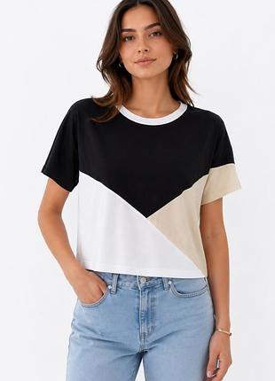 Новая хлопковая футболка color-block от up2 fashion (немеченица), размер l (44/46)