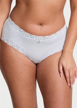 Женские трусики victoria's secret (1938864659231) cotton shadow stripe lace-waist xs голубые