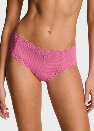 Женские трусики victoria's secret (253259983761) cotton shadow stripe lace-waist cheeky xs розовые