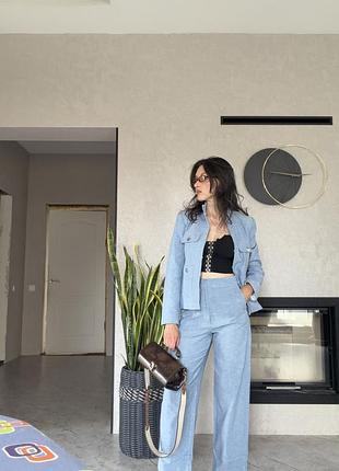 Льняний бавовняний костюм zara розмір s