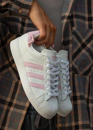 Adidas superstar white pink 
knotted rope