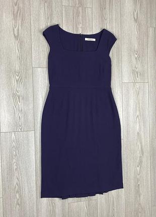 Lk bennett pencil dress sz xl, uk 14 purple sleeveless pleated back formal worky платье, сукня