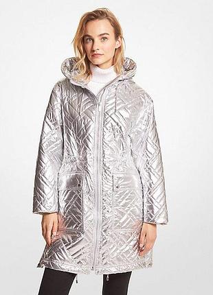 Куртка демісезонна жіноча michael kors (196163001494) metallic ciré puffer xs сірий