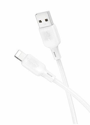 Кабель usb lightning 2.4a 1м силиконовый белый для зарядки и передачи данных borofone bx113