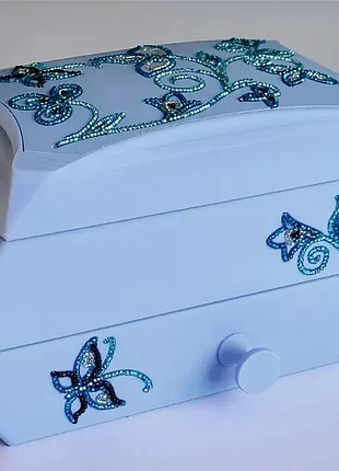 Набор для вышивки бисером butterfly шкатулку "цветочная фантазия" (голубая)