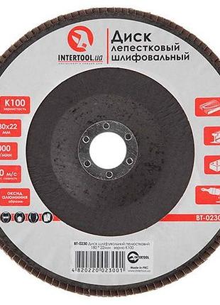 Круг лепестковый торцевой intertool 180 мм р100 (bt-0230)