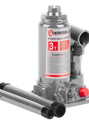 Домкрат гидравлический intertool 3 т х 350 мм одноштоковый (в кейсе) (gt0052)