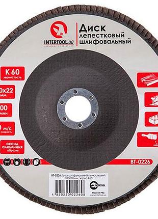Круг лепестковый торцевой intertool 180 мм р60 (bt-0226)