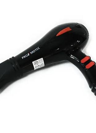 Професійний фен для сушіння та укладання волосся 3000 w promotec pm-2308 чорний