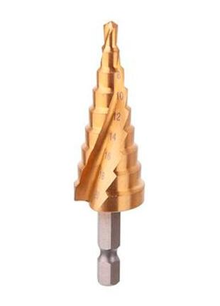 Свердло сходове по металу intertool 4-20мм спіральне hex (sd-5837)