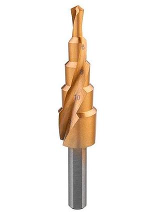 Сверло ступенчатое по металлу intertool 4-12мм спиральное (sd-5833)
