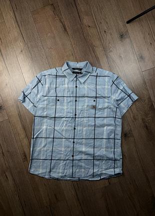 Сорочка carhartt rugged flex клітчаста чоловіча блакитна size l short sleeve