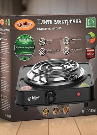 Плита електрична 1 спіраль 1000вт 132мм bitek bt-9085b