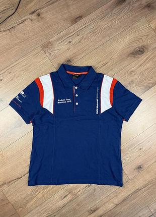 Футболка поло bmw motorrad motorsport чоловіча синя enduro tour size l
