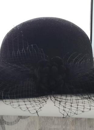 Черная шляпа из фетра(шерсть)2 фото