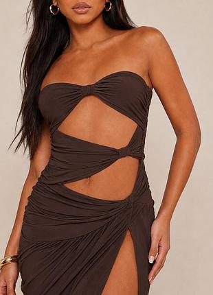Шоколадное мини платье от prettylittlething