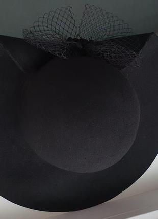 Черная шляпа из фетра(шерсть)4 фото