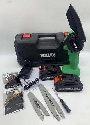 Пила акумуляторна mini volyyx 2in1 2 акб 2 шини (6+4 дюйми) 2 ланцюги green